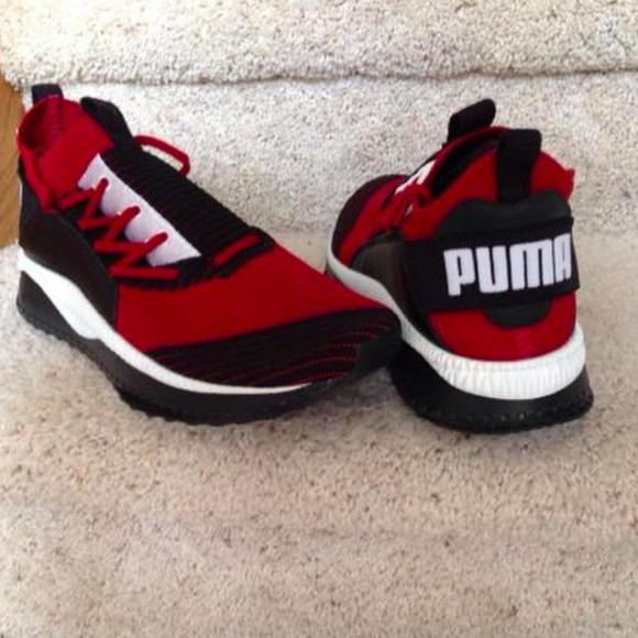 Puma Men Tsugi Jun Red Dahlia Black White Sneakers - Picture 6 of 8